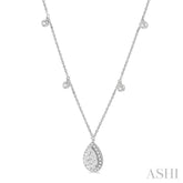 3/4 Ctw Pear Shape Lovebright Round Cut Diamond Necklace in 14K White Gold